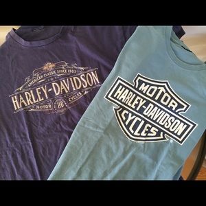 2 Harley Davidson Distressed T-shirts
